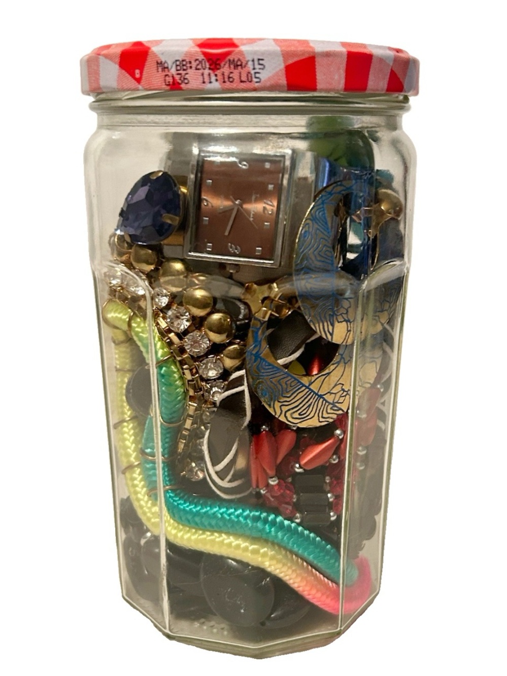 Mystery Jewelry Jar Lot All Wearable Necklaces Earrings Bracelet Brooch Watch